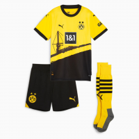 Borussia Dortmund Soccer Whole Kit Jersey + Short + Socks Replica Home 2023/24 Youth