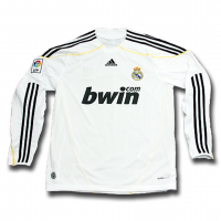 Real Madrid Soccer Jersey Replica Home Long Sleeve 2009/2010 Mens (Retro)