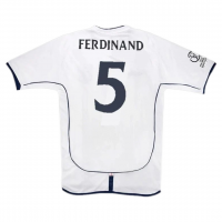 England Soccer Jersey Replica Home 2002 Mens (Retro Ferdinand #5)