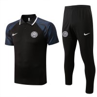 Inter Milan Soccer Polo + Pants Replica Black 2022/23 Mens