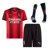 AC Milan Soccer Whole Kit Jersey + Short + Socks Replica Home 2023/24 Mens