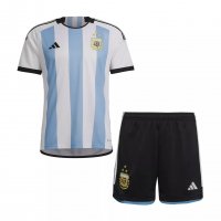 Argentina Soccer Jersey + Short Replica 3-Star Home World Cup Champions 2023 Youth