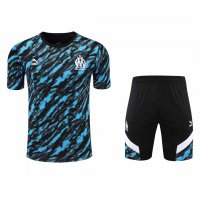 2021/22 Olympique Marseille Deep Blue Soccer Training Suit (Jersey + Short) Mens