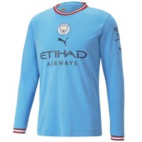Manchester City Home Soccer Jersey Replica Mens 2022/23 (Long Sleeve)