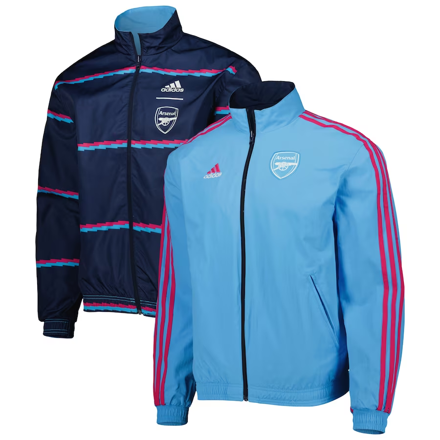 Arsenal Windrunner Soccer Jacket On-Field Team Logo Anthem Reversible Blue&Navy Full-Zip 2023/24 Men's